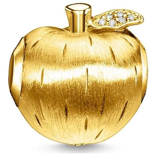 Gold Apple Charm Beads 925 Sterling Silver Good Jewelry Accessories fit Bracelet Necklace for Women Men Gifts Wholesale 2021