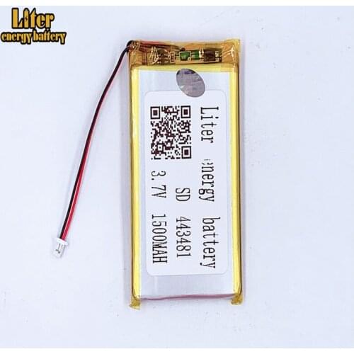 1.0MM 2pin connector 443481 3.7V 1500mah e-books GPS PDA lithium battery model polymer battery recharge batteries