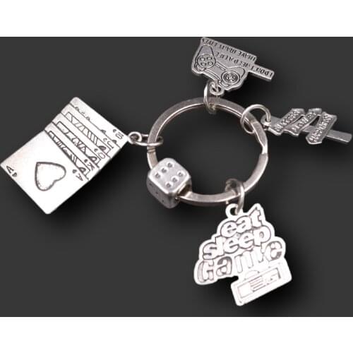 1pc Success Money Happiness Tag Game Controller/Poker/Dice/Key Ring DIY Charm Jewelry Gift Keychain For Chess & Card Games Fans