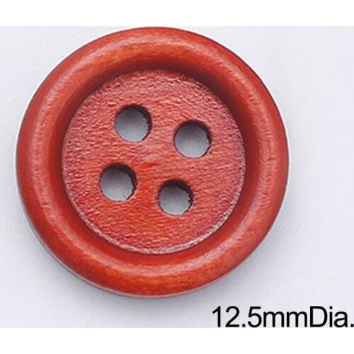 12.5mm 100PCs Natural Wood Round Wooden Buttons Coffee Red DIY Sewing Scrapbooking For Clothes Handmade 2 Holes 4 Holes