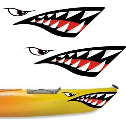 2pcs/set 38*13CM Waterproof DIY Funny Shark Teeth Mouth Vinyl Car Sticker Decal