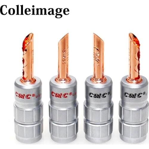 Colleimage 8pcs Hifi BFA Male Plug CMC Red Copper Banana Plug Hi-end Banana Jack No soldering for Speaker Cable