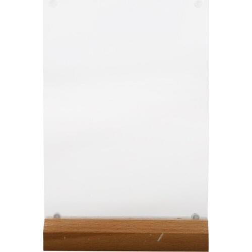 Acrylic Table Tent Frame Tabletop Photo Frame Menu Holder with Wood Base A6/A5/A4