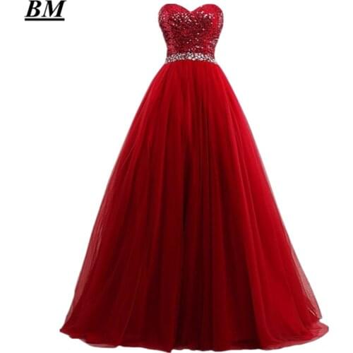 BM Tulle Ball Gown Prom Dresses 2020 Beaded Plus Size Formal Long Evening Celebrity Party Gown Vestido Robe De Soiree BM293