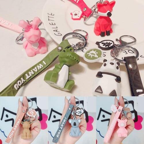 Creative cartoon dinosaur doll keychain male and female car key pendant chain three-dimensional geometric section small gift
