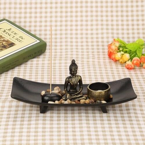 Buddhism Candlestick Buddha Statue Candle Gifts Home Office Decor Thai Ornament Chinese Buddhist Meditation Tray Article Incense