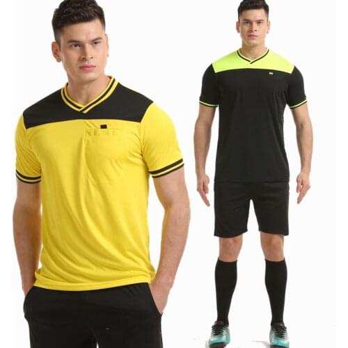 Soccer Referee Jerseys Kit Professional Competition Referee Clothing V-neck Football Judge Uniforms Short Sportswear
