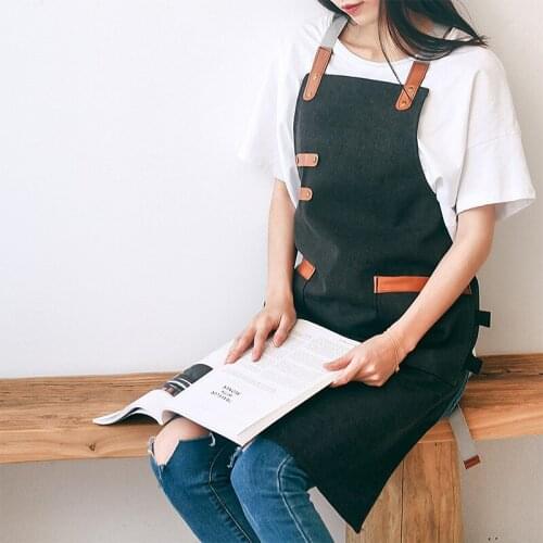 Canvas Apron Antifouling Unisex Apron for Chef Cooking Work Painter Tablier Leather Haircut Barber Bib