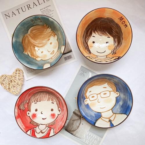 Ceramic Plate Cartoon Cute Ceramic Childrens Breakfast Bowl Dish Dessert Fruit Snack Plate Animal Cutlery Bowl Tableware