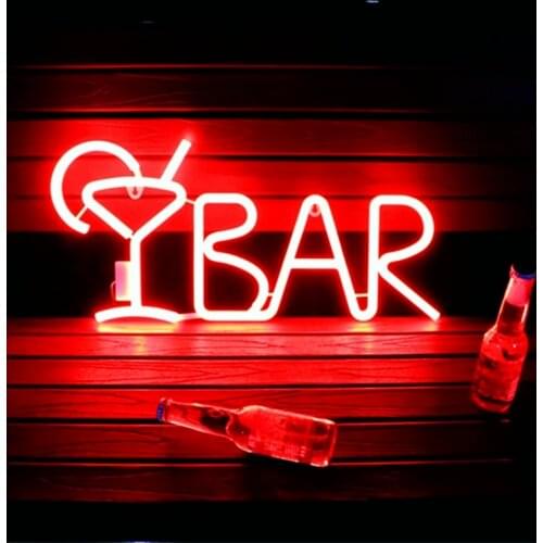 Creative LED Bar Neon Light Bar KTV Snack Bar Decoration Juice Letter Neon Tube Christmas Wall Decoration with Remote Control