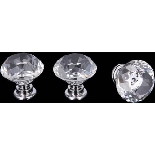 LISM 30mm Diamond Shape Crystal Handle Acrylic Wardrobe Shop Window Single Hole Drawer Home Hardware