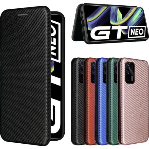 For OPPO Realme GT 5G Luxury Flip Carbon Fiber Skin Magnetic Adsorption Case For Oppo Realme GT Master Protective Phone Bags