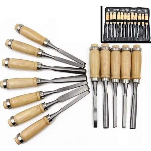 NEWHigh quality 12Pcs/set Manual Wood Carving Hand Chisel Tool Set Carpenters Woodworking Carving Chisel DIY Detailed Hand Tools
