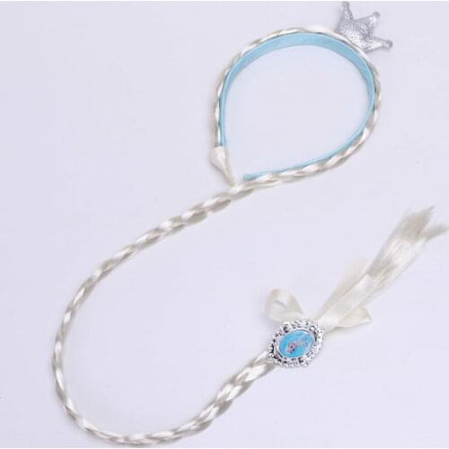 2019 New Blonde Cosplay Weaving Braid Tangled Rapunzel Princess Headband Hair Girl Wig Kids Accessories