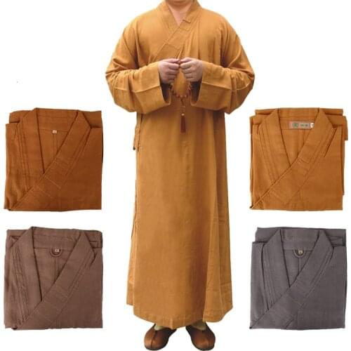 Buddhist Monk Robes Coat Monks Clothes Thin Section Linen Monk Costume Zen Meditation Kungfu Shaolin Uniform Budistas