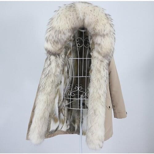 OFTBUY 2021 Real Fur Coat Waterproof Winter Jacket Women Long Parka Natural Raccoon Fur Hooded Rabbit Fur Liner Streetwear New