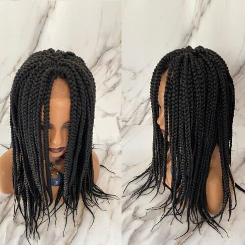 M&H Long Box Braided Wig with Baby Hair Synthetic Lace Front Wig for Black Women High Temperature Fiber Hair Braided Wigs