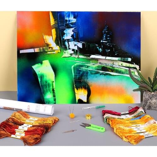 Landscape Printed Fabric 11CT Cross-Stitch Full Kit Embroidery DMC Threads Craft Handicraft Sewing Needlework Counted Decor