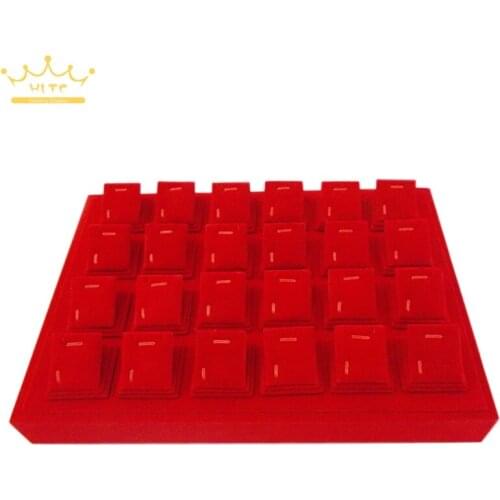 35x24x3 Jewelry Display Gold Necklaces and Pendants Earrings Holder Stands Tray with 24 Red Velvet Towers Removable Magnet Tray