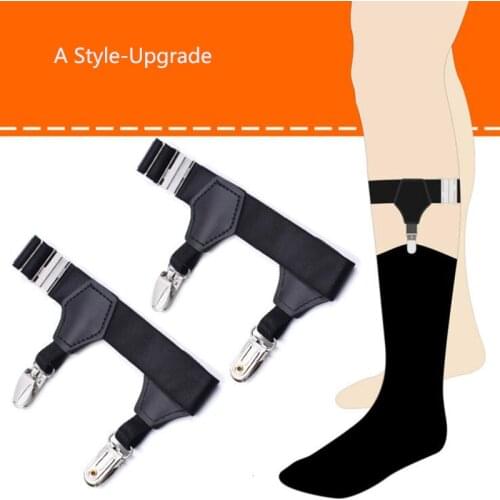 Mens Nylon Suspensorio Suspenders Adjustable Elastic Double Duck-Mouth Clips Sock Garters For Male Accessories