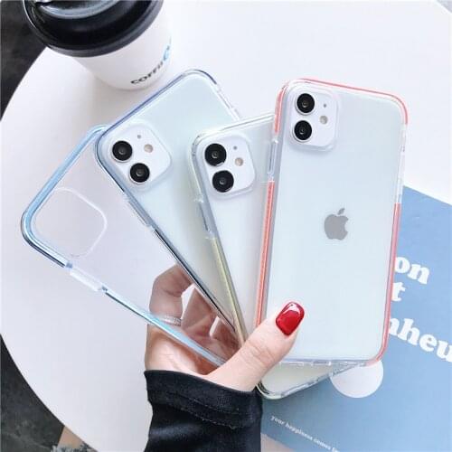 Transparent Soft Colorful Frame Phone Case For iPhone 12 11 Pro Max XR XS Max 8 7 6 6s Plus 8Plus Shockproof Silicone Cover