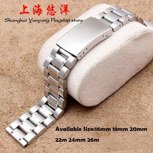 Watch Band Women Mens 16mm 18mm 20mm 22mm 24mm 26mm Silver Stainless Steel Watch Band Straight End Bracelet Fit Smart Watch