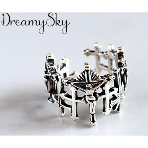 Retro Vintage Silver Color Large Cross Rings For Women Girls Valentines Gifts Gothic Rings