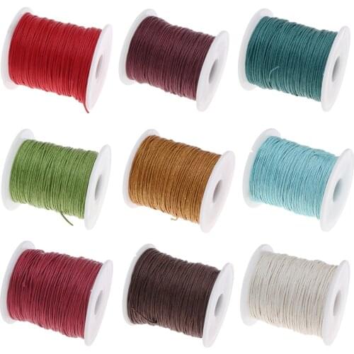 38 Color 100Yards Spool 1MM Waxed Cotton Cord Thread Cord Plastic String Strap For DIY Rope Bead Necklace Bracelet Making