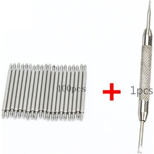 100pcs+1 tool Stainless Steel Watch Band Strap Spring Bar Link Pins Remover New Silver 12mm 14mm 16mm 18mm 20mm 22mm 24 26 28mm