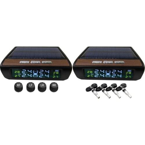TPMS Car Tire Pressure Alarm Monitor System Solar Power Charging Sensor Auto Security Digital Display Temperature Warning