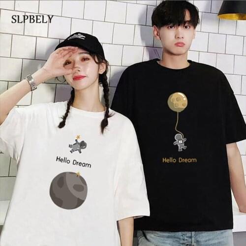 SLPBELY Cotton Cartoon T Shirt For Girlfriend T-shirt Summer Cute Cartoon Printed Short Sleeved Lovers Tops Fashion Korean Shirt