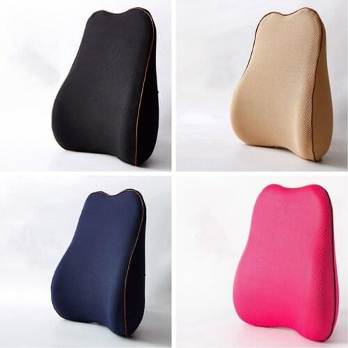 Memory Foam Waist Backrest Car Seat Lumbar Support Office Chair Low Back Cushion Pillow Waist Protection Memory Cotton Black