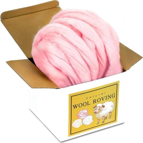 LMDZ 8.82oz Super Wool Chunky Yarn, Wool Roving Top for Needle Felting, Soft Felting Wool Supplies for Hand Spinning, Felting