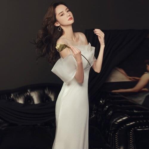 Robe De Mariee New Wedding Dress Mermaid 2021 Satin White Elegant Sexy simple style bride gowns marriage dress vestido novia