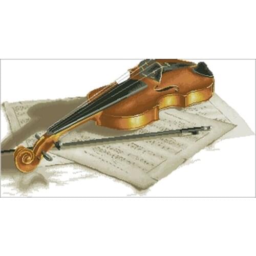 Violin and sheet music Patterns Counted Cross Stitch 11CT 14CT 18CT DIY Cross Stitch Kits Embroidery Needlework Sets home decor