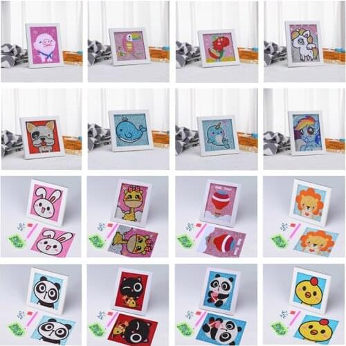 DIY Patterns Diamond Embroidery 5D Diamond Painting For Kids Round Diamond Mosaic Cartoon Animal Stickers Home Decor with Frame