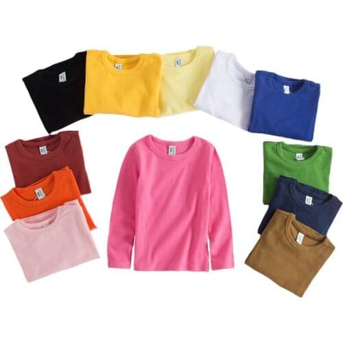 2019 Spring Autumn Childrens Clothing Long Sleeve Casual Kids Candy Color Basic T Shirts for Girls and Boys RT548