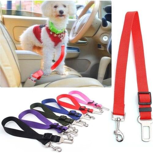 High Quality Pet Car Safety Belt Solid Color Vehicle Car Seatbelt Lead Clip Dog Universal Nylon Belt Accessories Pet Supplies