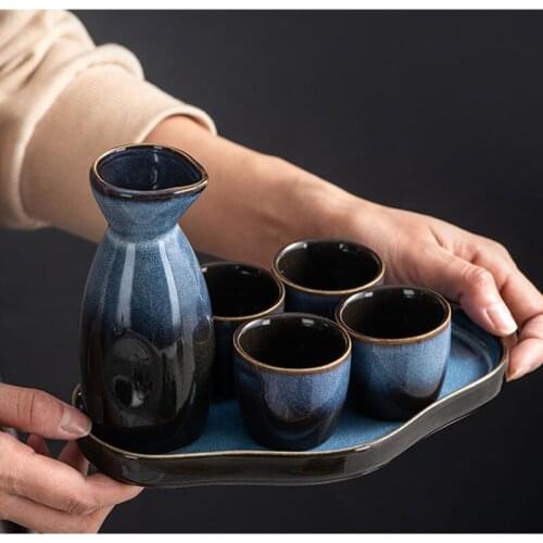 Japanese Sake Wineware Ceramic Liquor Dispenser Shochu Cup Ancient Style Sake Cup Warmer Japanese Sake Cup Set