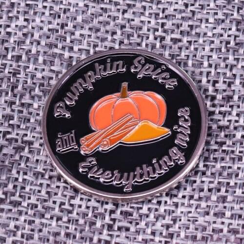 Pumpkin spice and everything nice lapel pin fall Thanksgiving beautiful accessory