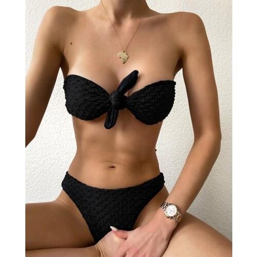 Women Bikini Sets Strapless Beach Bra Wrapped Chest Low Waist Pool Party Thong 2 Pieces Sexy Swimsuit Tankini Set Beachwear