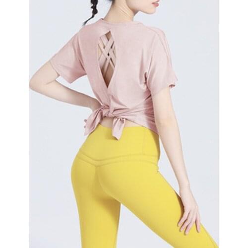 Yoga Shirts Women Short Sleeve Loose Gym Tops Fitness Running Workout Sport T-Shirts 2021 Summer Sports Wear Quick-Dry