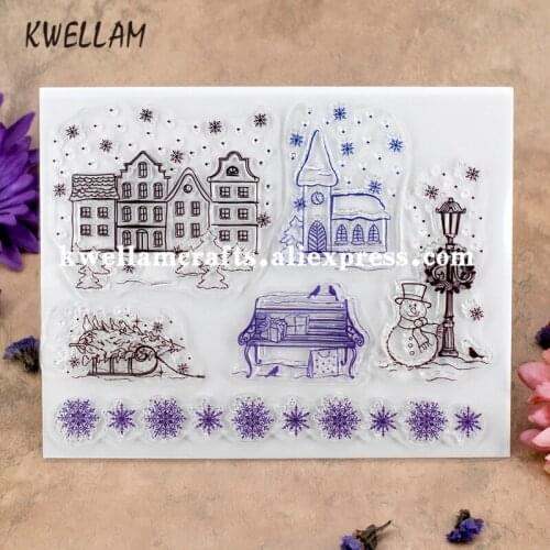 Winter Snowflake Snowman Scrapbook DIY photo cards rubber stamp clear stamp transparent stamp 14x18cm KW7101409