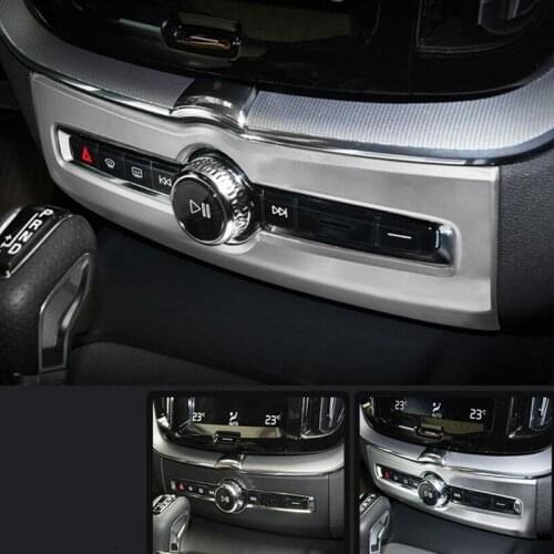 1PC Matte Silver ABS Chrome Car Air Conditioner Switch Knob Panel Cover Trim Molding For Volvo XC60 2018 Car Styling Accessories