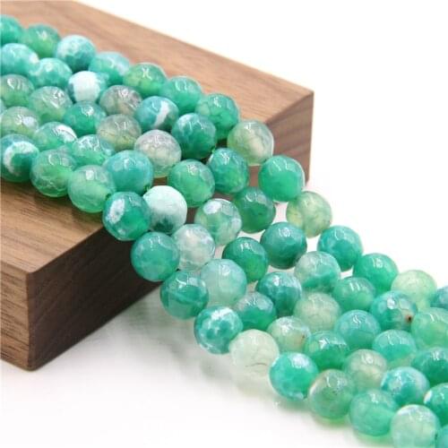 15.5" Wholesale Green Faceted Agat Beads Natural Agat 6 mm 8 mm 10 mm Loose Beads For DIY Making Jewelry Decora Women Bracelets
