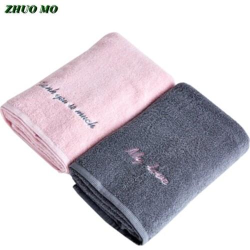 2pcs Fashion Embroidery Couples Towel Bathroom 100% Cotton For Adults 35*75cm Soft Super Absorbent Gift Gray Pink Terry Towels