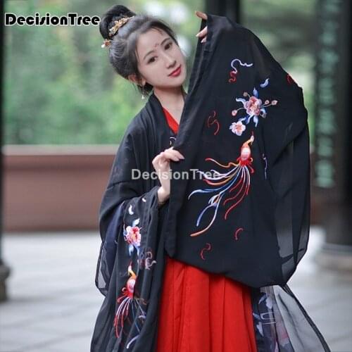 2021 woman elegant chinese hanfu coat traditional ancient tang dynasty dance costume stage performance embroidery hanfu cloak