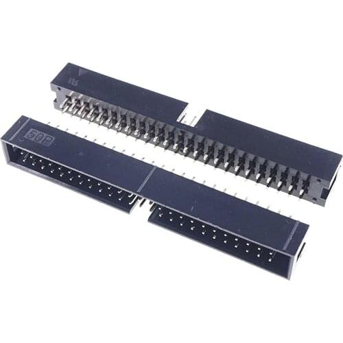 250 Pcs Shrouded Box header IDC Socket 2.54mm 2x25 Pin 50 P Straight Male square pin 0.64mm 2 rows 2.54 Through hole DIP