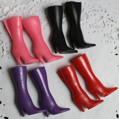 30Pairs/Lot Wholesale Mini Dolls Accessories High Heel Plastic Shoes For 1/6 Dolls Boots