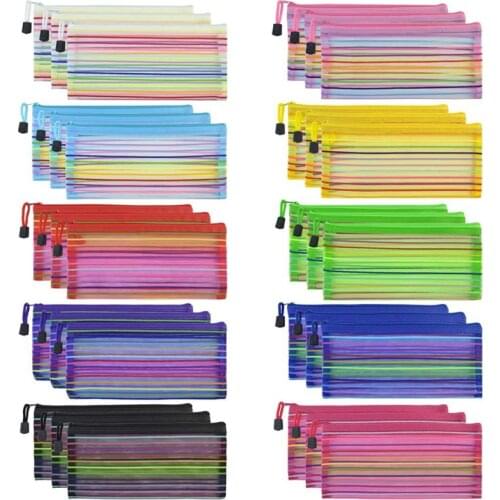 30 Mesh Zipper Bags Pencil Bags Multifunctional Mesh Bags for Storing Stationery and Office Supplies, About 23X11cm